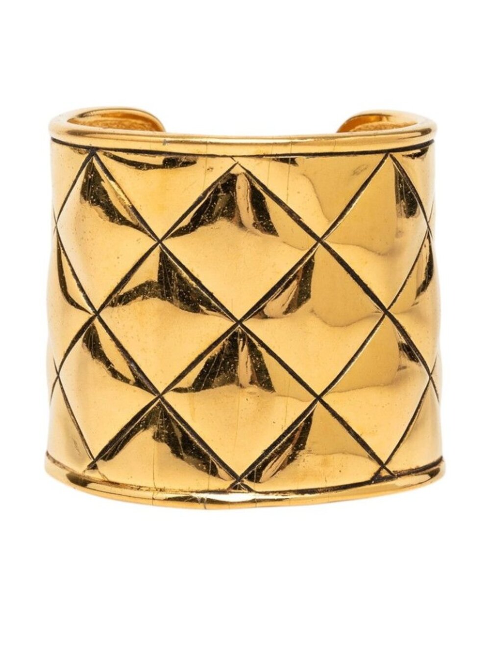 Chanel CC Logo Quilted Bangle Gold Plated 1- Bracelet